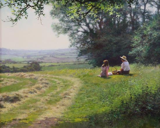 Antony Sheath (1946-) Picnic on the hill, 16 x 20in.
